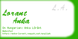 lorant anka business card