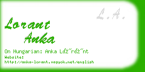 lorant anka business card